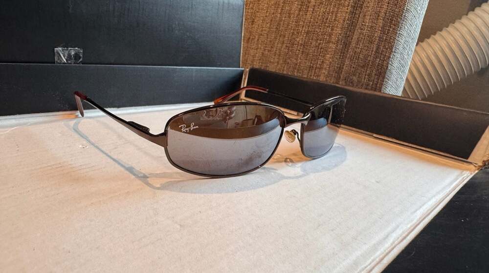 Ray-Ban RB3413 Dark Brown Metal Wrap Sunglasses